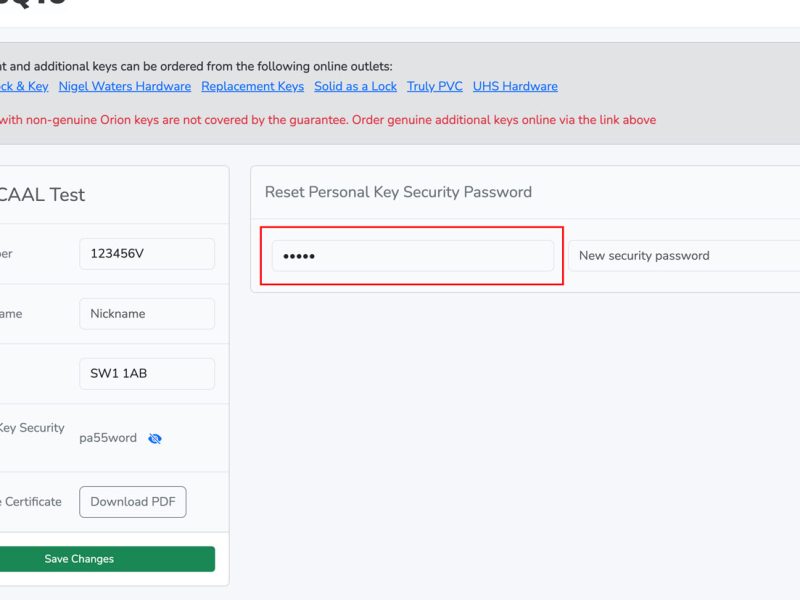 How to reset your key security password