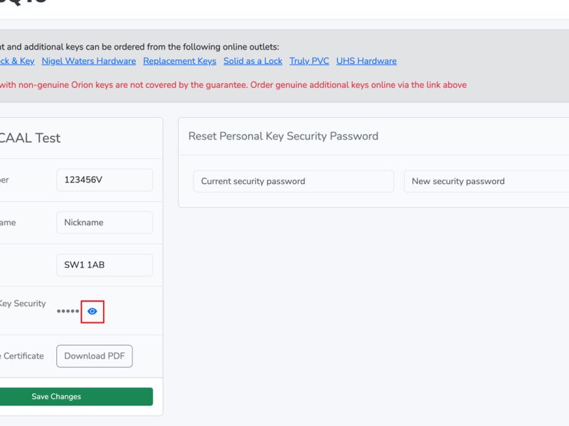 How to provide your key security password to your cutting partner